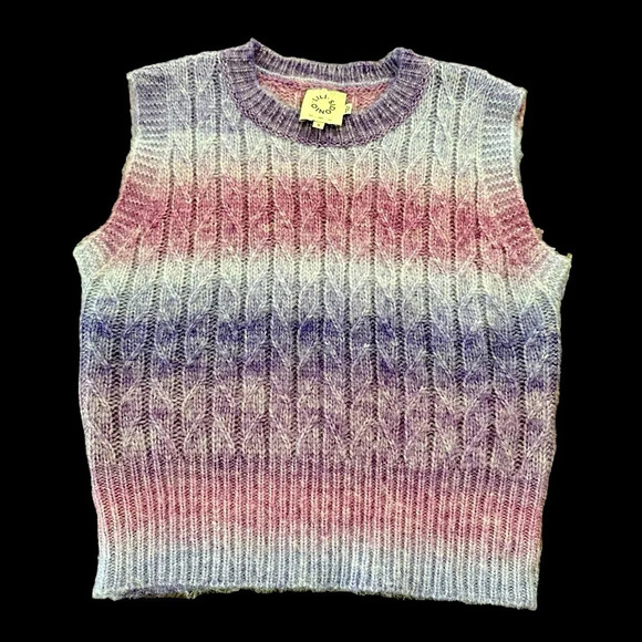 Lili Sidonio size Small Purple Ombre Sweater Vest Cable Knit arty urban pop Cute - Picture 1 of 4